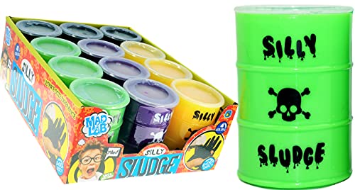 Large Slime in a Barrel Silly Sludge (2 Units Green) | Oil Barrel Slime Party Favors for Kids Toy Game. Stress Relief Toy. Pinata Filler. Toys in Bulk for Kids 5438-