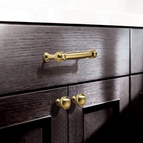 Dosoye 5 Pack 3-3/4 Inch(96mm) Champagne Bronze Cabinet Pulls Brushed Brass Kitchen Cabinet Handles Gold Cabinet Pulls Kitchen Cabinet Hardware for Cupboard Drawer Pulls Dresser Handle by Dosoye - Used condition - Image 4