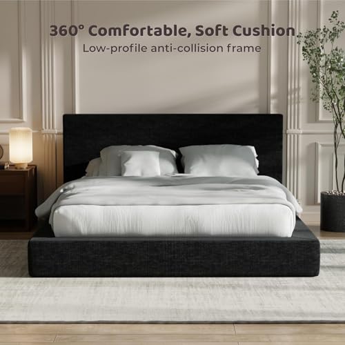 Image of RECCI AirFrame Full Size Upholstered Bed Frame with Plush Padded Headboard