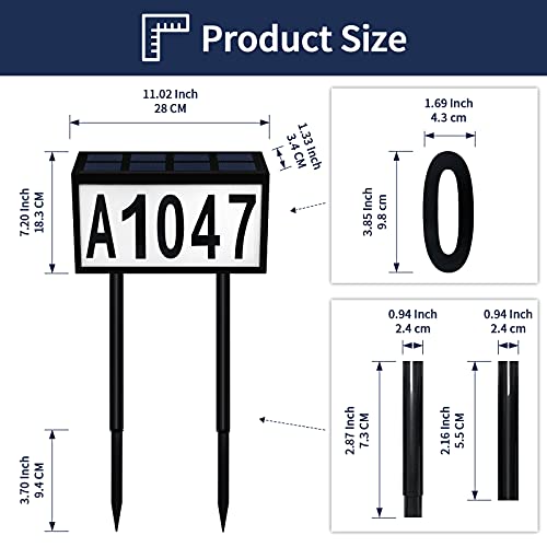 Lighted House Numbers For Outside, Solar Address Sign Led House Number Address Plaques For House Yard Garden Street Mailbox, Wall Mounted Or Inserted With Stakes #TOP2
