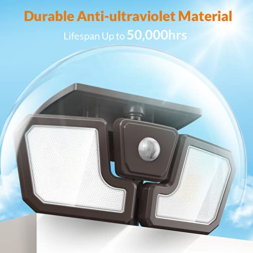 Lepower Solar Flood Lights Outdoor, Motion Sensor Security Lights Solar Powered,1600Lm,270° Wide Lighting Angle, Ip65 Waterproof, Wireless Motion Detector Flood Light For Garage,Yard,Porch,Brown #TOP6