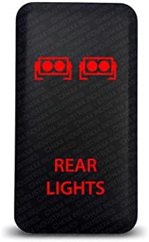 CH4X4 Push Switch for Toyota Tacoma, FJ Cruiser, Land Cruiser, Fortuner, Hilux, 4Runner, Prado 12V 3Amp - Rear Lights Symbol - Red LED