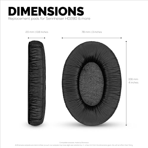 Replacement Earpads for Sennheiser HD280 PRO, HD280 Silver, HD281, HMD280 PRO, HMD281, HMD280-XQ. Soft Leather Cushions, Extra Comfort & Durability by Brainwavz (Black) by BRAINWAVZ - Image 5