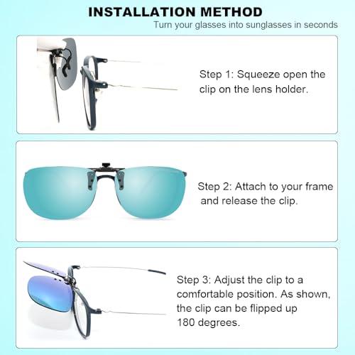 Image of MONICE Fishing Clip on Flip up Polarized Sunglasses Fit Over Prescription Glasses Driving UV Protection Gift Men Women