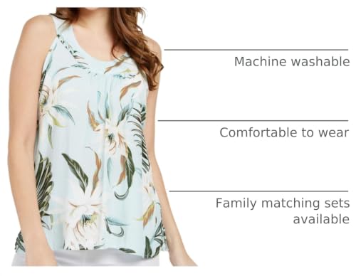 Image of Wispy Cereus Light Blue Family Matching Hawaiian Clothes | Family Matching Outfits • Soft Rayon Fabric • Tropical Floral Print • Vacation Ready • Luau Party Wear