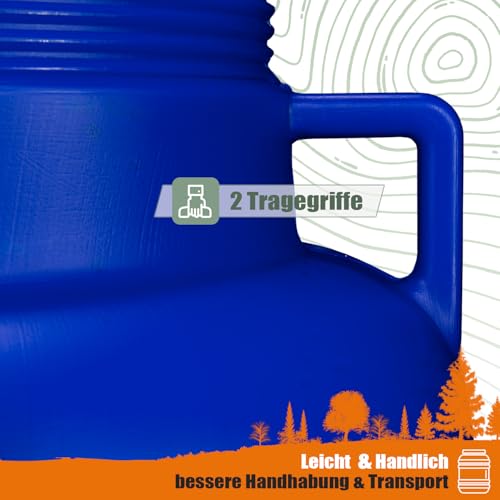 FIXKRAFT Weithalsfass Lebensmittelecht 20L Futtertonne Hund Gärbehälter Blaue Futter Tonne mit Deckel Maischefass Schraubdeckel 20 Liter Camping Kanister Gärfass