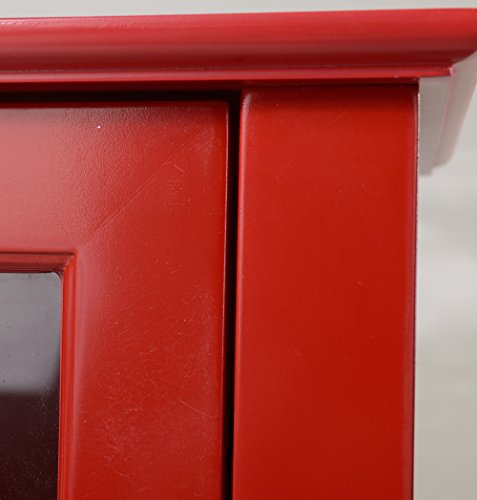 American Furniture Classics Os Home And Office Accent And Display Cabine Glass Door Cabinet, Red Paint #TOP5