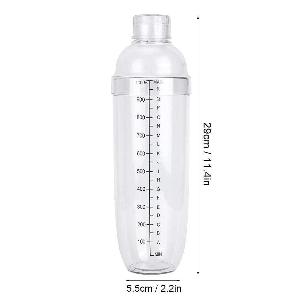 Shaker à cocktail en plastique 2 Pcs, tasse à secouer avec échelle, Kit PC de barman débutant en plastique pour mélanger la boisson