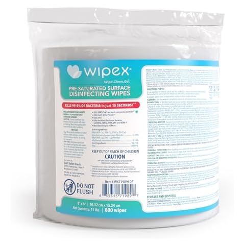 Wipex Gym Wipes Antibacterial Refills - EPA Registered Bulk Size Disinfecting Cleaning Wipes for Dispensers, Safely Kill Viruses and Bacteria in 15 Seconds, Sanitize Fitness & Gym Equipment 800 Count Cover