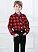 SANGTREE Boys and Mens Flannel Plaid Long Sleeve Shirt Casual Button Down Shirts, 1# Red Black, 5-6 Years