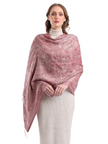 Image of KANI GOLD & JAMAWAR SILK SUPER SOFT FLORAL & PAISLEY PASHMINA STOLE SCARF