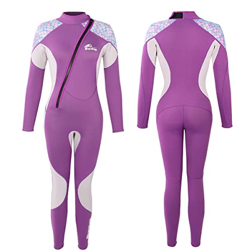 Neoprenanzug Damen, 3mm Neoprenanzug für Damen Lang, Frontreißverschluss in kaltem Wasser Ganzkörper-Tauchanzug Damen-Neoprenanzug zum Tauchen Surfen Schnorcheln Schwimmen Wassersport Cover