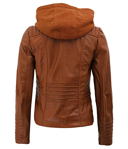 Blingsoul Leather Hoodie Jacket Women | [1309204] Helen Tan Brown, L #TOP4