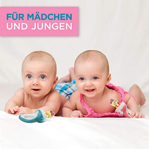 Foto von EISBÄRG ® Fruchtsauger [2er] Set für Baby & Kleinkind - Fruchtschnuller Beißring (blau + rosa) – BPA-frei - für Obst und Gemüse mit ergonomischem Griff