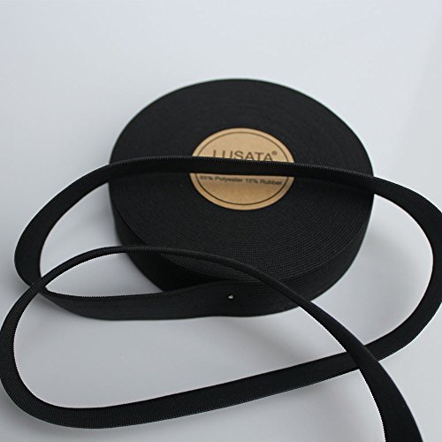 Lusata 1 Inch Wide Black Knit Elastic Spool Heavy Stretch High Elasticity Knit Elastic Band 10 Yard #TOP3