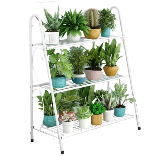 Niwugady Étagère à Plantes - Étagère à Fleurs - Support Plantes - Support de Pots de Fleur - Porte Plantes 3 Étagères 69 x 63 x 31cm pour Intérieur Balcon Jardin Terrasse