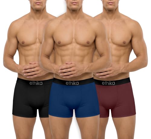 Image of Ethika Men's Underwear Anti Bacterial Airsoft Trunk | Men's Regular Fit Underwear | Imported Nylon Fabric | Multicolor Pack of 3
