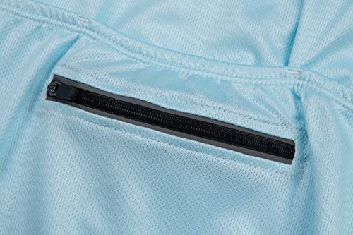 Coconut Ropamo Cr Men's Cycling Jersey Set Road Bike Jersey Zipper Pocket Short Sleeves Cycling Kits Bib Shorts 3D Padded (Light Blue, Medium) #TOP4