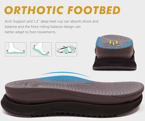Image of ONCAI Men's Hiking Sandals with Arch Support Mesh Athletic Walking Sandalias Summer Outdoor Cushion Thick Rubber Soles and Recovery Sports Fisherman Sandals Size 7-15