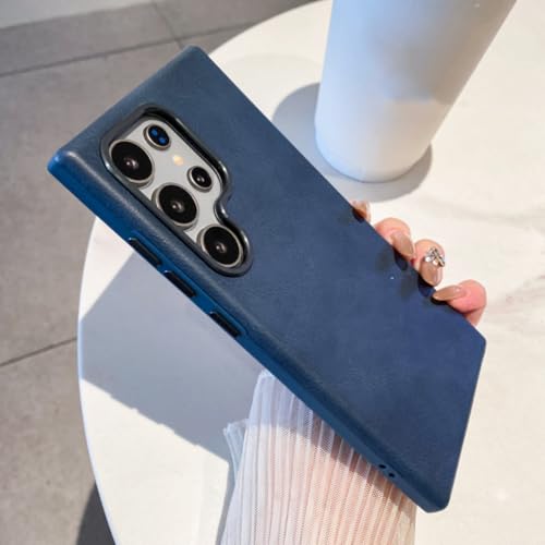 Étui en cuir premium Galaxy S23 Ultra bleu marine business chic
