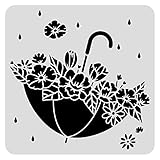 BENECREAT Regenschirm Schablonen Malen, 30x30 cm Blumen Malvorlage Schablone für Die Scrabooking Kartenherstellung, DIY Wandbodendekoration