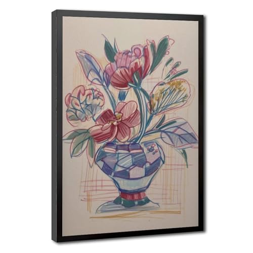 Poster géométrique en toile de lin premium pour salon contemporain