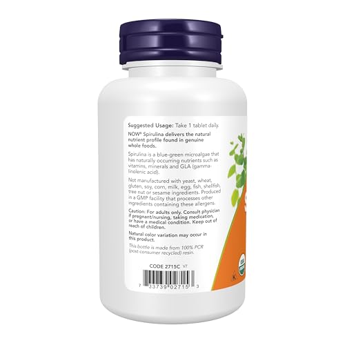 NOW Supplements Organic Spirulina Double Strength Tablets