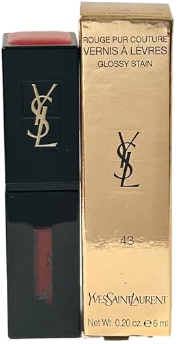 Yves Saint Laurent Rouge Pur Couture Vernis A Levres Glossy Stain Lipstick 43 ROSE MONOCHROME YSL Lipstick Women 0.20 oz / 6 ML - TESTER SAMPLE LARGE - 9759