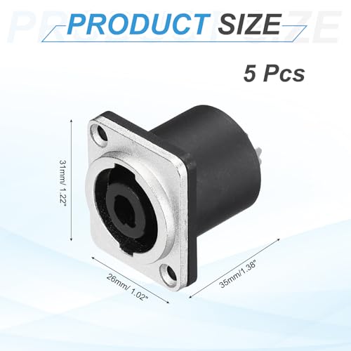 MECCANIXITY 5 pzas conector hembra XLR panel audio negro miniatura 2