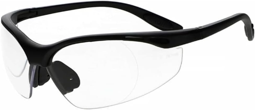 Full Lens Magnifying Safety Reading Glasses in Black Frame with Clear Lens, (Various Magnification Strengths)