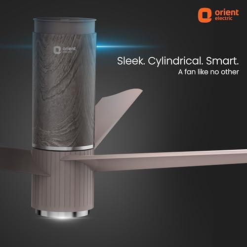 Image of Orient Electric 1200 mm Aeroslim BLDC Ceiling Fan with Underlight, IoT & Remote | Smart Ceiling Fan works with Alexa & Google Home | BEE 5-star Rated Fan | 3-year warranty by Orient | Champagne Brown