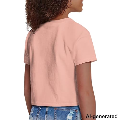 Image of Cute Crop Tops for Girls Short Sleeve Summer T Shirts Fashion Graphic Tees Crew Neck Pullover Tee 5-14 Years