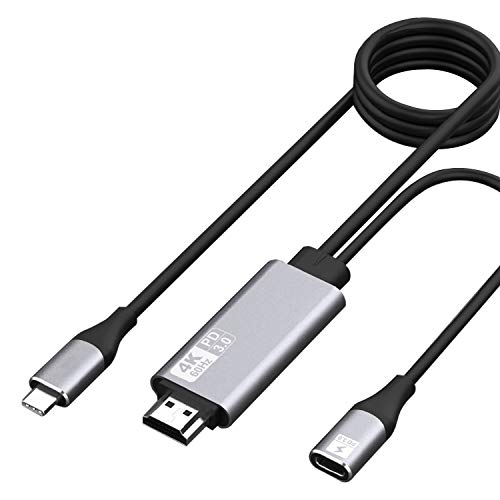 Kdely Cable USB C a HDMI 60 Hz 4K, Cable USB C Tipo C HDMI para Reproducir Mientras se Carga, Adecuado para MacBook/Pro, iPad Pro, Galaxy S20 /S10 +, Nota 10/8/9, Huawei Mate 30 Pro / P30 / -1.8m