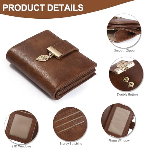 Small Wallet Women RFID Blocking Leather Bifold Wallet Credit Card Holder for Women Ladies Compact Wallet Mini Purse With Zipper Pocket3