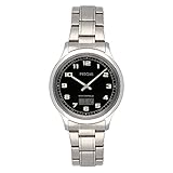 Schwarzes Zifferblatt mit fluoreszierenden Ziffern und Zeigern, 2 versenkte Drücker