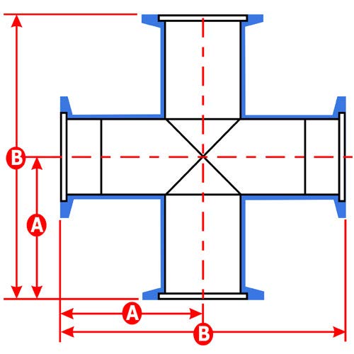 Image of 4-Way Cross Stainless Steel Vacuum Fitting (KF-16)