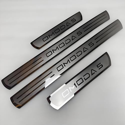 BAONITOU 4 Pcs Car Door Sill Protector for Chery Omoda 5 2022 2023 2024, Stainless Steel Car Sill Protectors Strips Welcome Pedal Decorative Accessories