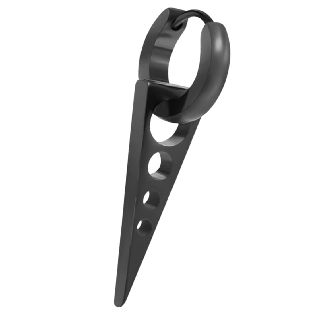 SPIKE DROP BLACK- Pure Titanium Steel Ear Hoop Earrings for Men & Boys-image-24