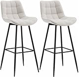 MODERNE : Chaise de bar au design moderne et contemporain I L'assise du tabouret est revêtue au choix d'un élégant velours ou d'un tissu résistant I Tabouret de bar avec motif piqué à la mode