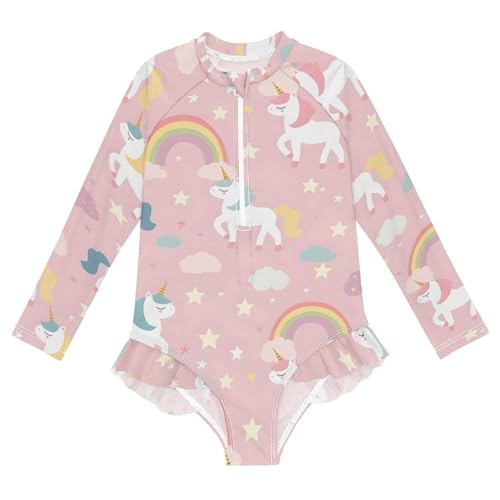 Image of Girls One Piece Swimsuits Long Sleeve Swimsuit Zipper Bathing Suits Swimwear