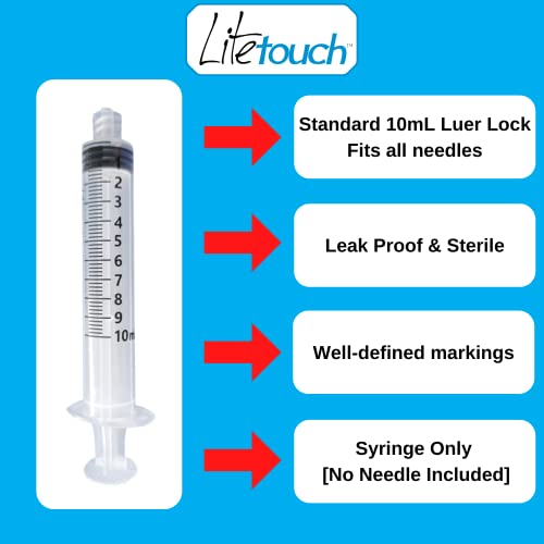 LiteTouch 10mL Luer Lock Syringe, Sterile, Individually Sealed - 100 Syringes per Box (no needle) - Thumbnail 3