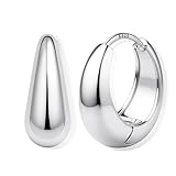 YZCIS Pendientes de aro pequeños y Gruesos chapados en Oro de 14 Quilates con Poste de Plata de Ley, hipoalergénicos, Modernos, Gruesos, Ligeros, chapados en Plata, Pendientes de aro delicados para