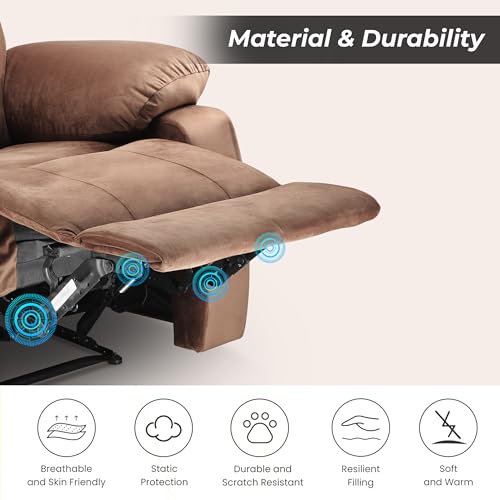 Image of Little NAP Helios Soft Suede Fabric Three Manual Standard Recliner | Padded 3 Seater Aaram Sofa | Relaxing Chair for Home Office Living Bed Room | Brown