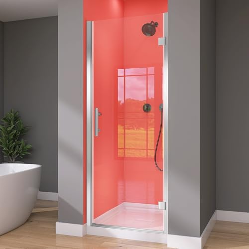 GETPRO Pivot Hinged Shower Door Frameless 32 in. W x