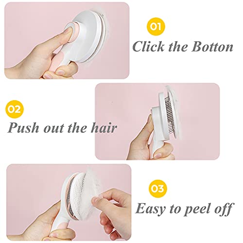 Simpledot Self Cleaning Slicker Brush For Dogs And Cats, Pet Grooming Brush, Pet Hair Brush For Removes Undercoat Loose Hair, Mats, Tangled And Dirt, Massages, For All Hair Types Dogs And Cats (Pink) #TOP3