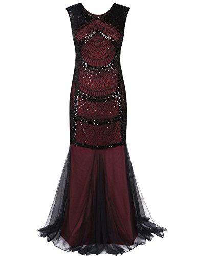 PrettyGuide - Vestido - Noche - Sin mangas - para mujer granate M