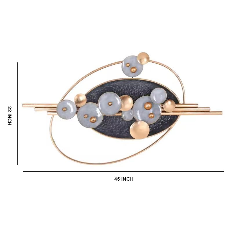 Image of ZOVE 3D Metal Wall Art Decor - Modern Light Luxury Wall Sculptures, Unique Design Metal Wall Art for Home, Living Room & Office, Stylish Metal Wall Sculpture - Size 45 X 22 Inch