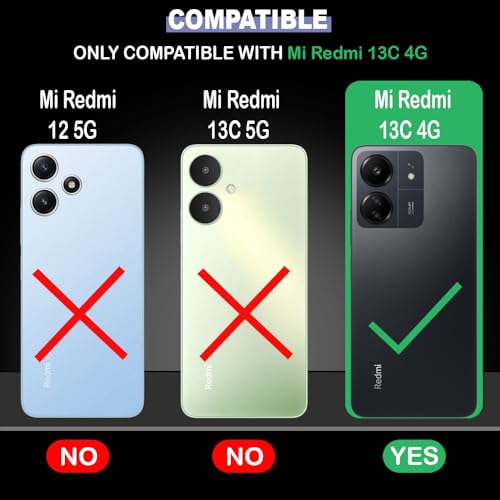 Image of AIBEX Compatible for Redmi 13C 4G / Poco C65 4G Flip Cover Leather Finish | Inside TPU with Card Pockets | Wallet Stand | Complete Protection Flip Case - Black