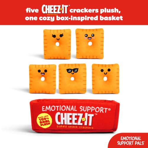 Image of Emotional Support Pals Cheez-It by Relatable - Cute Stuffed Animals and Toys, Squishy Toys and Plushies, Great Gift Ideas for Loved Ones of All Ages - Includes 5 Plushies with Plush Carrying Basket