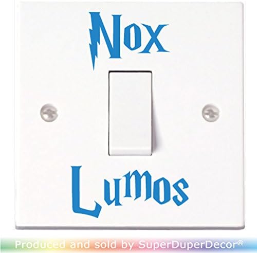 SuperDuperDecor Nox Lumos Light Switch Stickers. Black, Colour, or Glow-in-the-Dark. Off & On funny decal child room lightswitch wall vinyl GLOW-IN-DARK x2